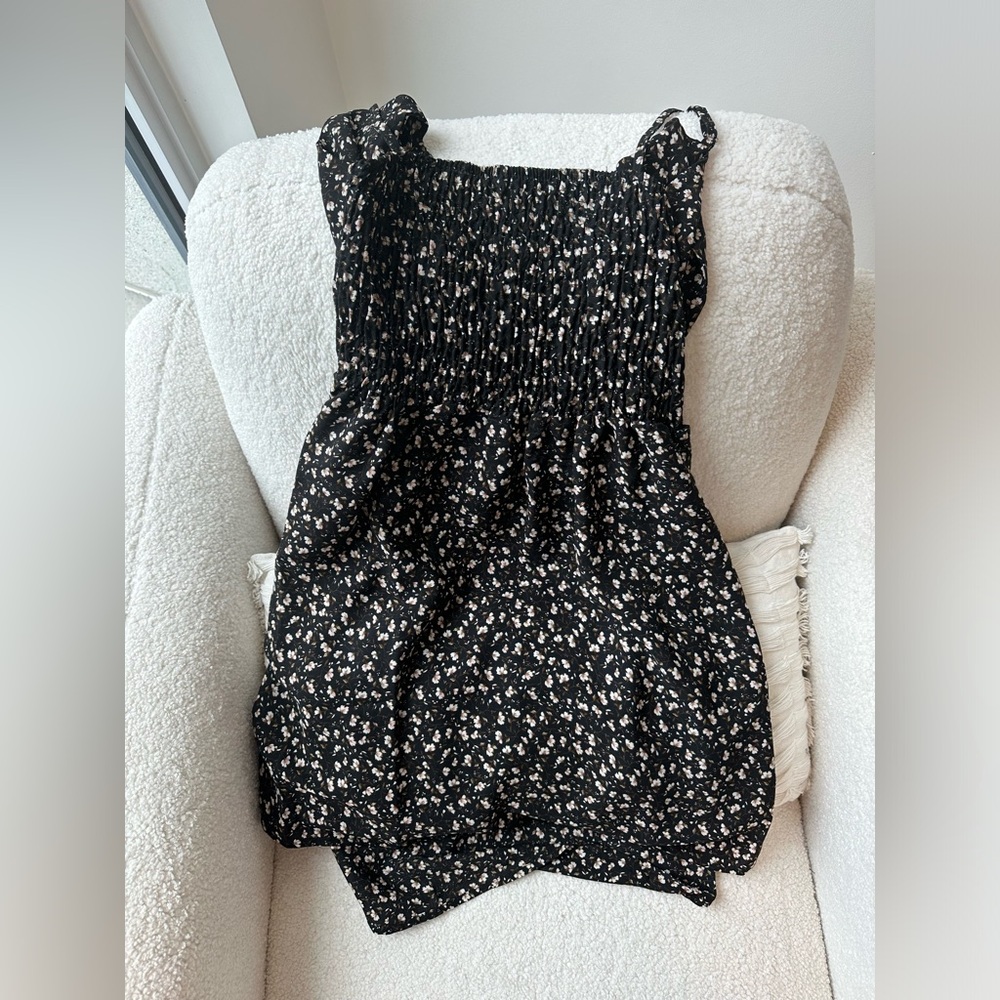 Black flowery flowy dress (tie back)